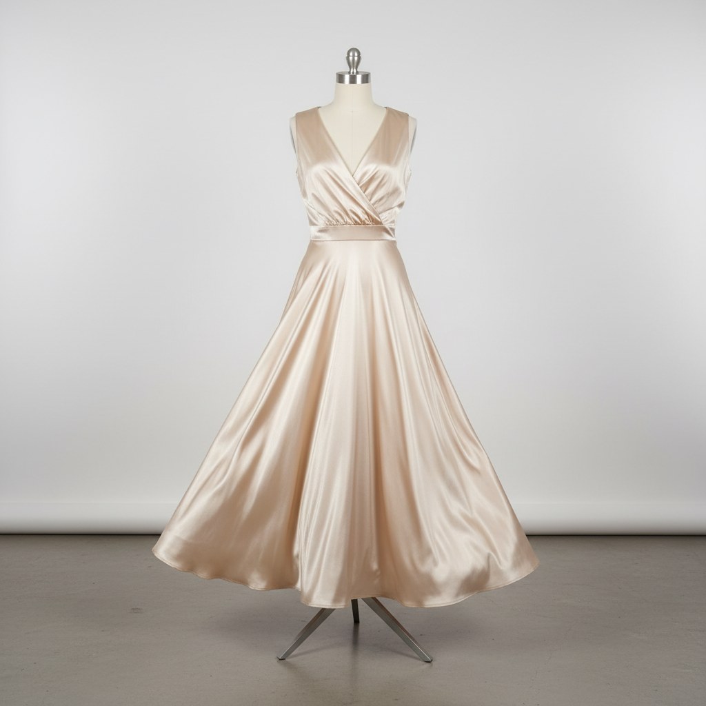 Melis'in midi saten elbisesi — Beyaz Atelier